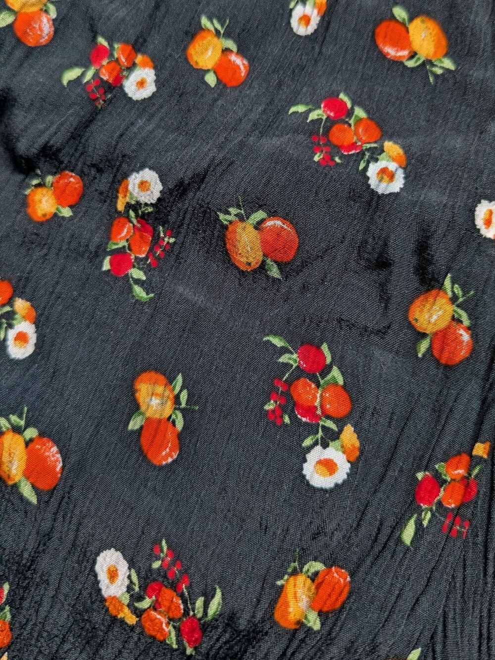 Vintage Crinkle Oranges + Flower Print High Waist Shorts - Picture 11 of 11